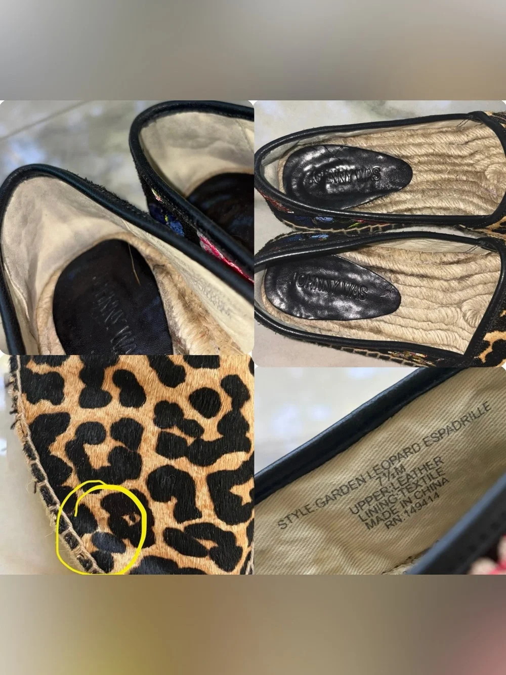 Johnny Was Garden Leopard Espadrille Slip On Platform Suede